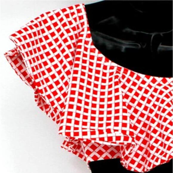 Swimsuit Red & White Print Ruffle Bandeau Top Only Size Medium - Picture 6 of 7